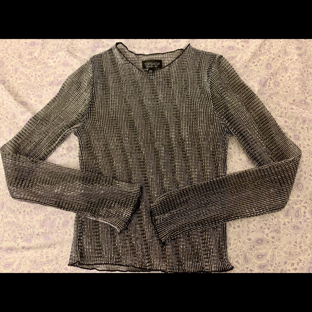 Topshop glittering mesh top